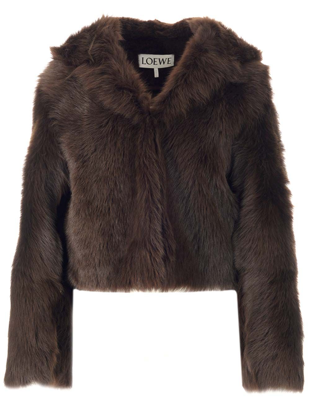 Loewe Shearling Hooded Jacket Coats - Marrone | 60d400a7f18c69a2b70b6844628c6f882a8da689