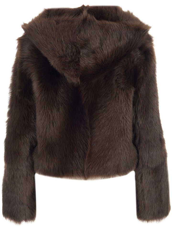 Loewe Shearling Hooded Jacket Coats - Marrone | 7d90560878f1273dcba1f5da6006eb0cc19d8c0d