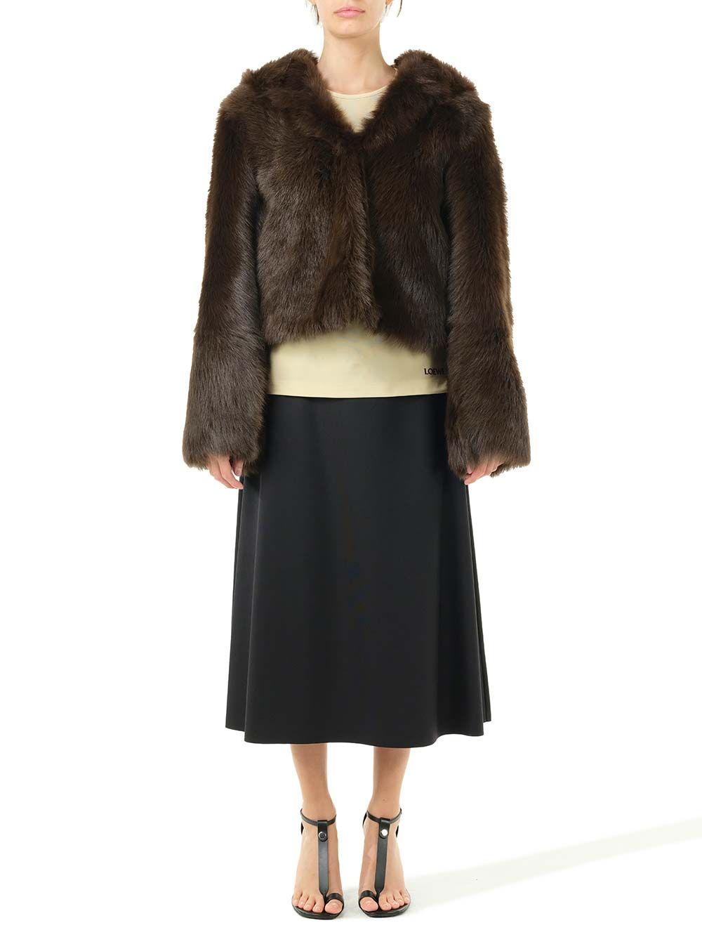 Loewe Shearling Hooded Jacket Coats - Marrone | f970eba4461752953917f4654b9f344fd198b993
