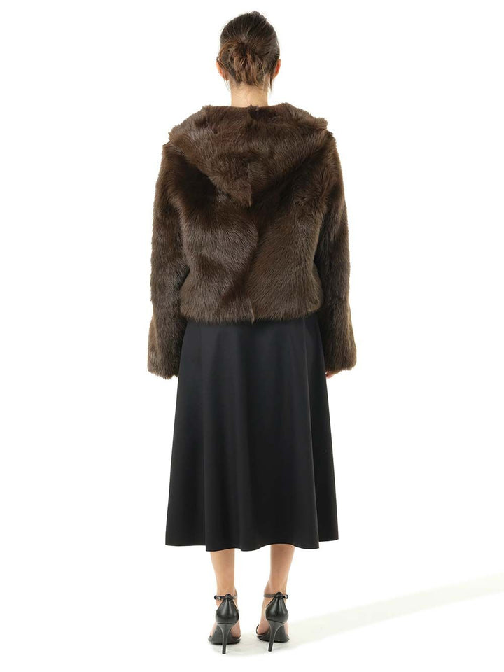 Loewe Shearling Hooded Jacket Coats - Marrone | 48aa60c2cadba768b14b0e6452045225f92ff329