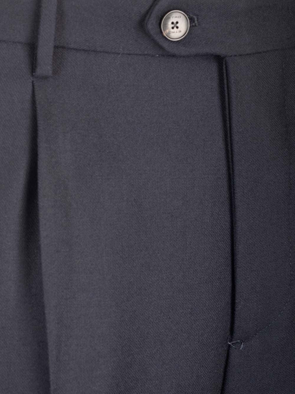 Etro In Stretch Wool Trousers - Blu | 511c0acf428081295eebe9e8743ab710e0d311c1