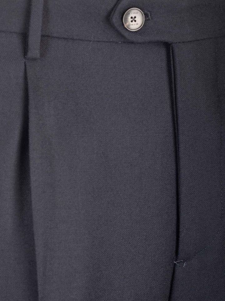 Etro In Stretch Wool Trousers - Blu | 511c0acf428081295eebe9e8743ab710e0d311c1