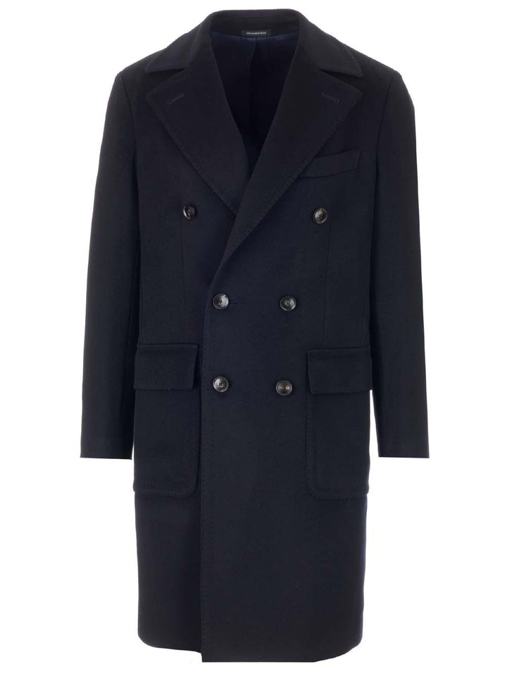 Al Duca D'Aosta Navy Blue Double-Breasted Coat Coats - Blu | 1e0507845d0b1b01f16b53c4e32d632a0811a3ea