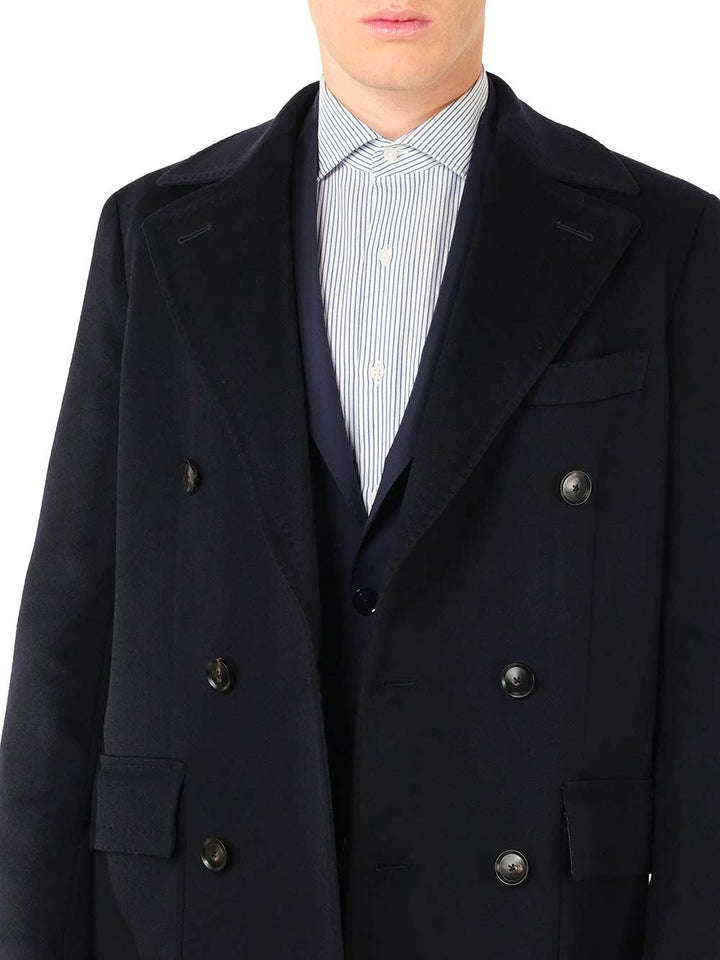 Al Duca D'Aosta Navy Blue Double-Breasted Coat Coats - Blu | fb4dfb896cbe182868300ecb9efb22ccf85da55e