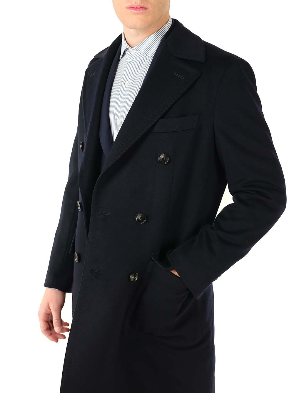 Al Duca D'Aosta Navy Blue Double-Breasted Coat Coats - Blu | 68e216426ebe914b5d864d304f2a17c8c34f633d