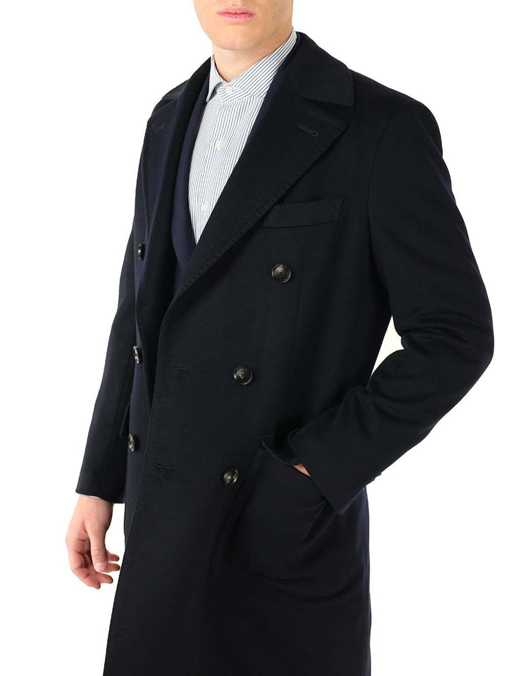 Al Duca D'Aosta Navy Blue Double-Breasted Coat Coats - Blu | 68e216426ebe914b5d864d304f2a17c8c34f633d