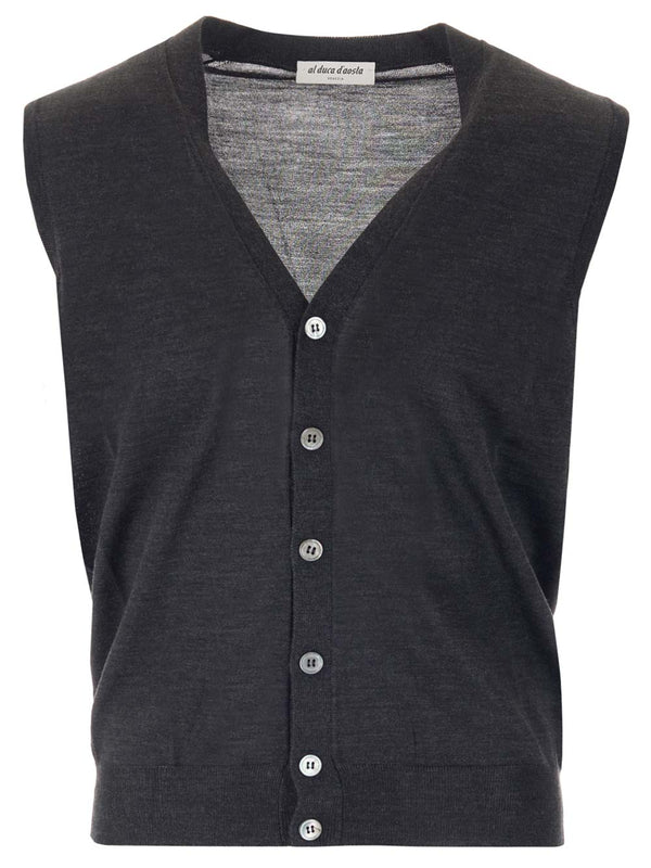 Anthracite Wool Vest Knitwear Grey