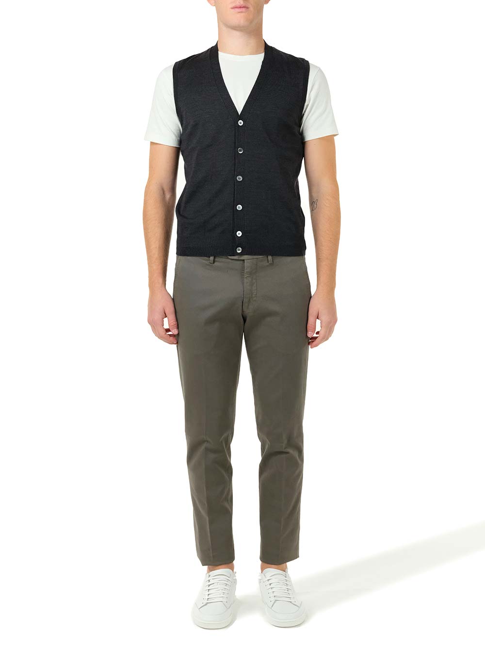 Al Duca D'Aosta Anthracite Wool Vest Knitwear - Grey | 47987d7d9d9f4373942fe2f1be7de654428434d7