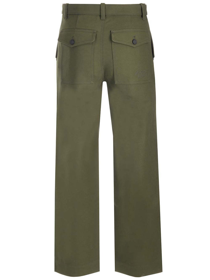 Maison KitsunÉ Cotton Twill Trousers - Verde | 471b13b4b1777825fea50110378dca6f18010c02