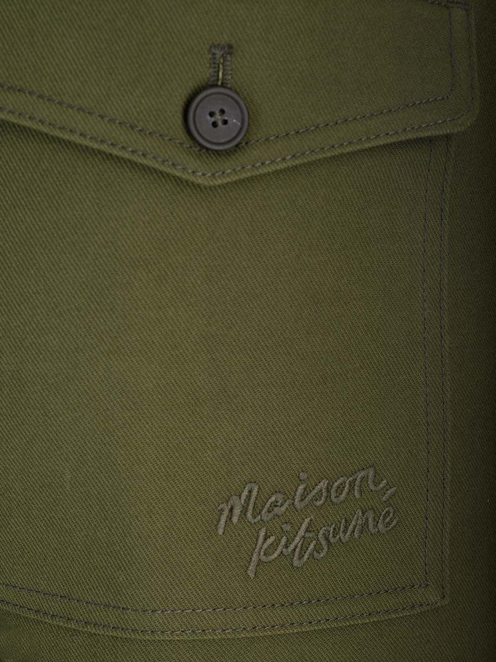 Maison KitsunÉ Cotton Twill Trousers - Verde | 14754db07fa77c6e85fed7dc175e50c4c836a4d8