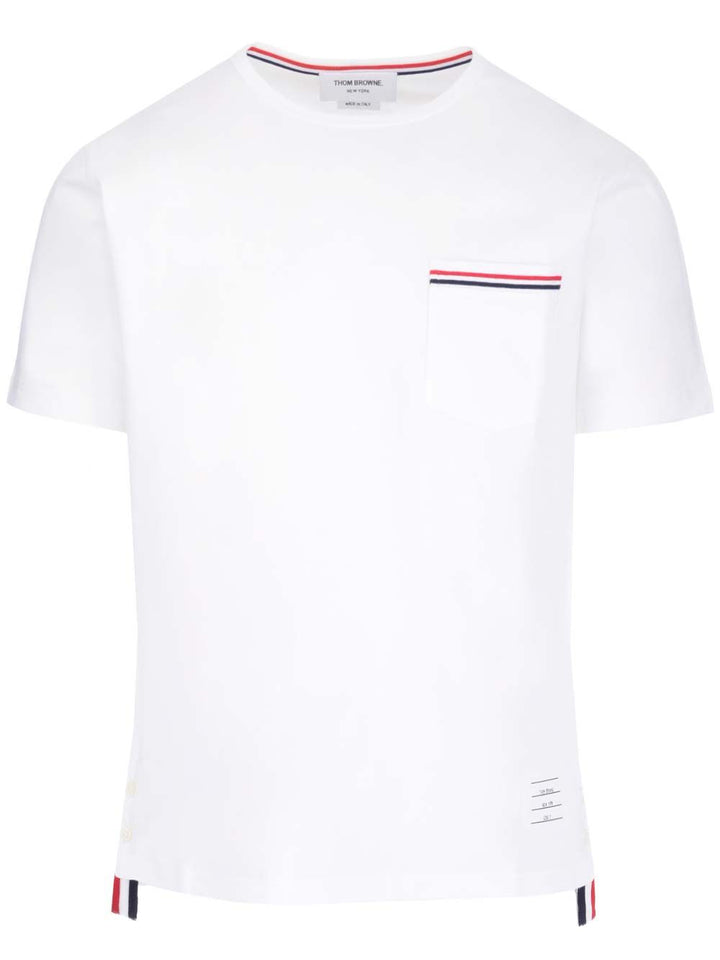 Thom Browne Rwb Stripe T-Shirt - Bianco | 4c0f10bbf006b47d01c3a2f4bddbae262cc9ed7d