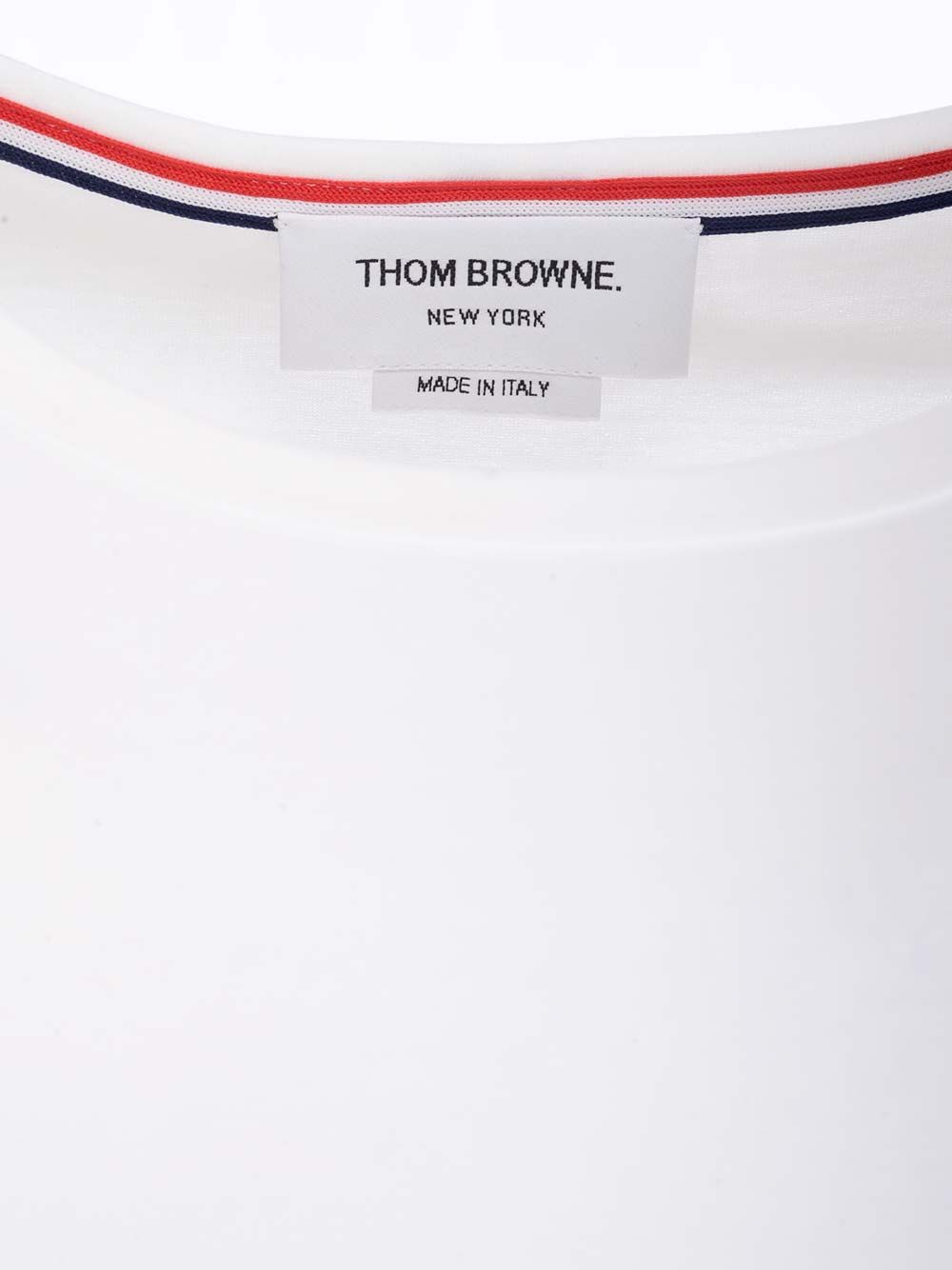 Thom Browne Rwb Stripe T-Shirt - Bianco | 4f728acf7f8943b62afad8c4aada7d19afa6ccc1