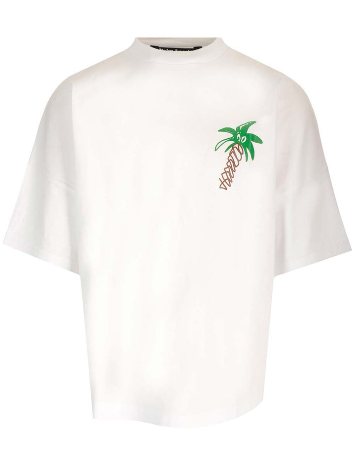 Palm Angels Sketchy Oversized T-Shirt - Bianco | 964ad435a527e335168996e6d5a513bdd977bb52