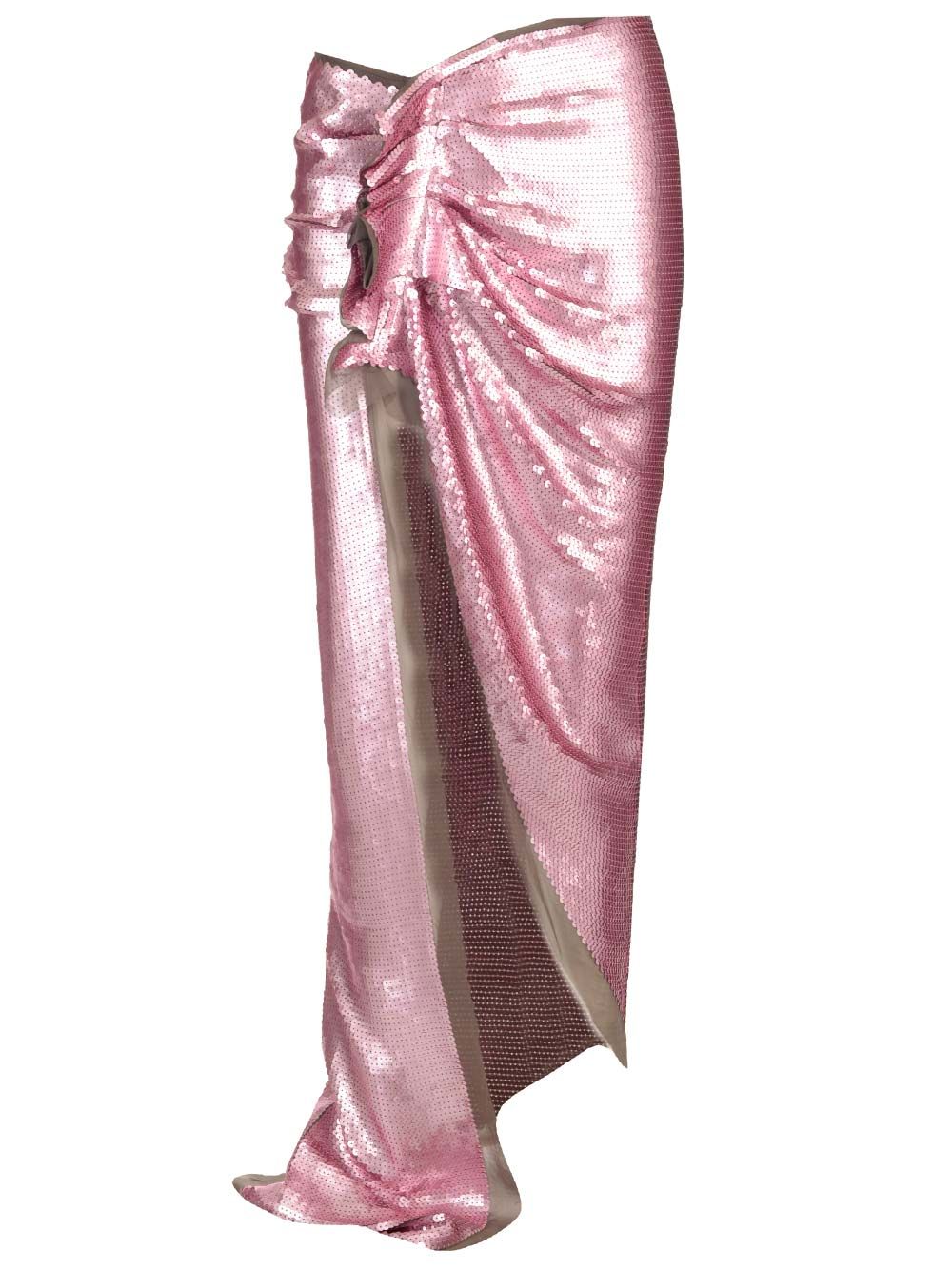 Rick Owens Long Skirt In Silk Chiffon With Sequins Gonne - Rose | 2674cfe4817eee05f1faee6109a00d98b320e7ff
