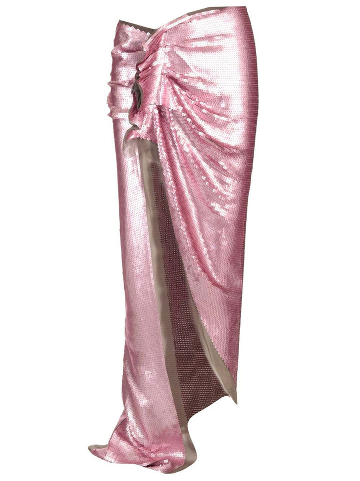 Rick Owens Long Skirt In Silk Chiffon With Sequins Gonne - Rose | 2674cfe4817eee05f1faee6109a00d98b320e7ff