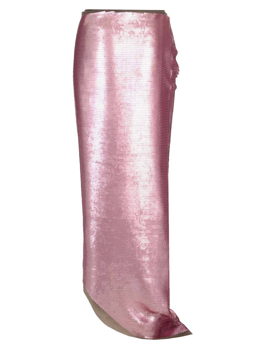 Rick Owens Long Skirt In Silk Chiffon With Sequins Gonne - Rose | 8544c648a34f6496e2523bbd0f83f3c6db4d2a6c