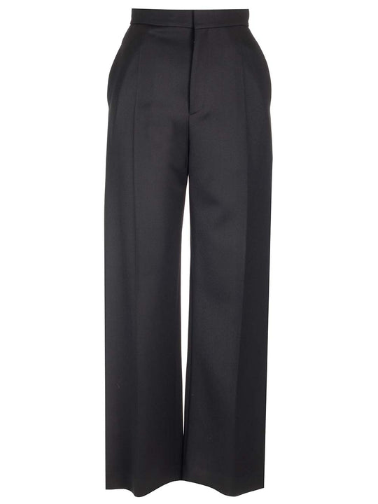 High-Waisted Wool Trousers Nero