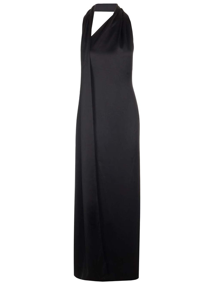 Loewe Scarf Dress In Technical Satin Abiti - Nero | f501a6792a836be97163aad79f60fc9dd1796b7d