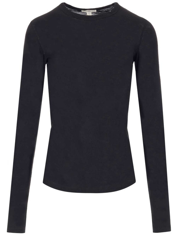 Camiseta de manga larga con cuello redondo Negro