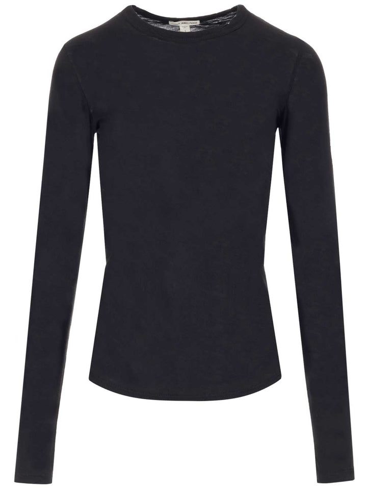 James Perse Round Neck Longsleeved T-Shirt - Nero | 289ace07aeb473edb12a0696430824e2f08e270e