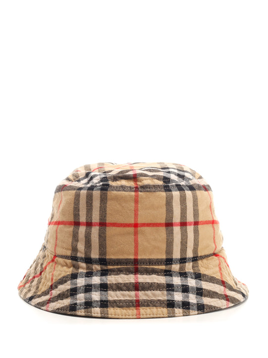Check Cotton Bucket Hat Cappelli Beige