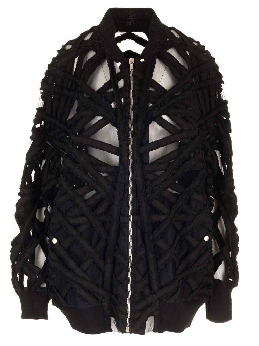 Rick Owens Cropped Jacket In Denim And Tulle Giacche - Nero | 0f0520a1fdb80c11ad07fd3447fc1a41b5667c88