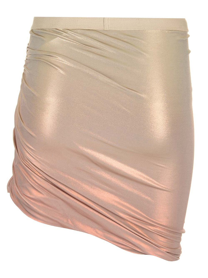 Rick Owens Lilies Metallic Stretch Viscose Miniskirt Gonne - Bianco | e9248e7d87c186bc94496a12332032a031983404