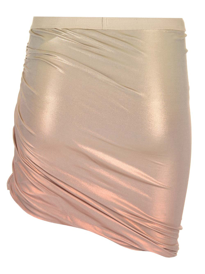 Rick Owens Lilies Metallic Stretch Viscose Miniskirt Gonne - Bianco | 26603d9fee640e724c04e07d863aad0c57faf40d