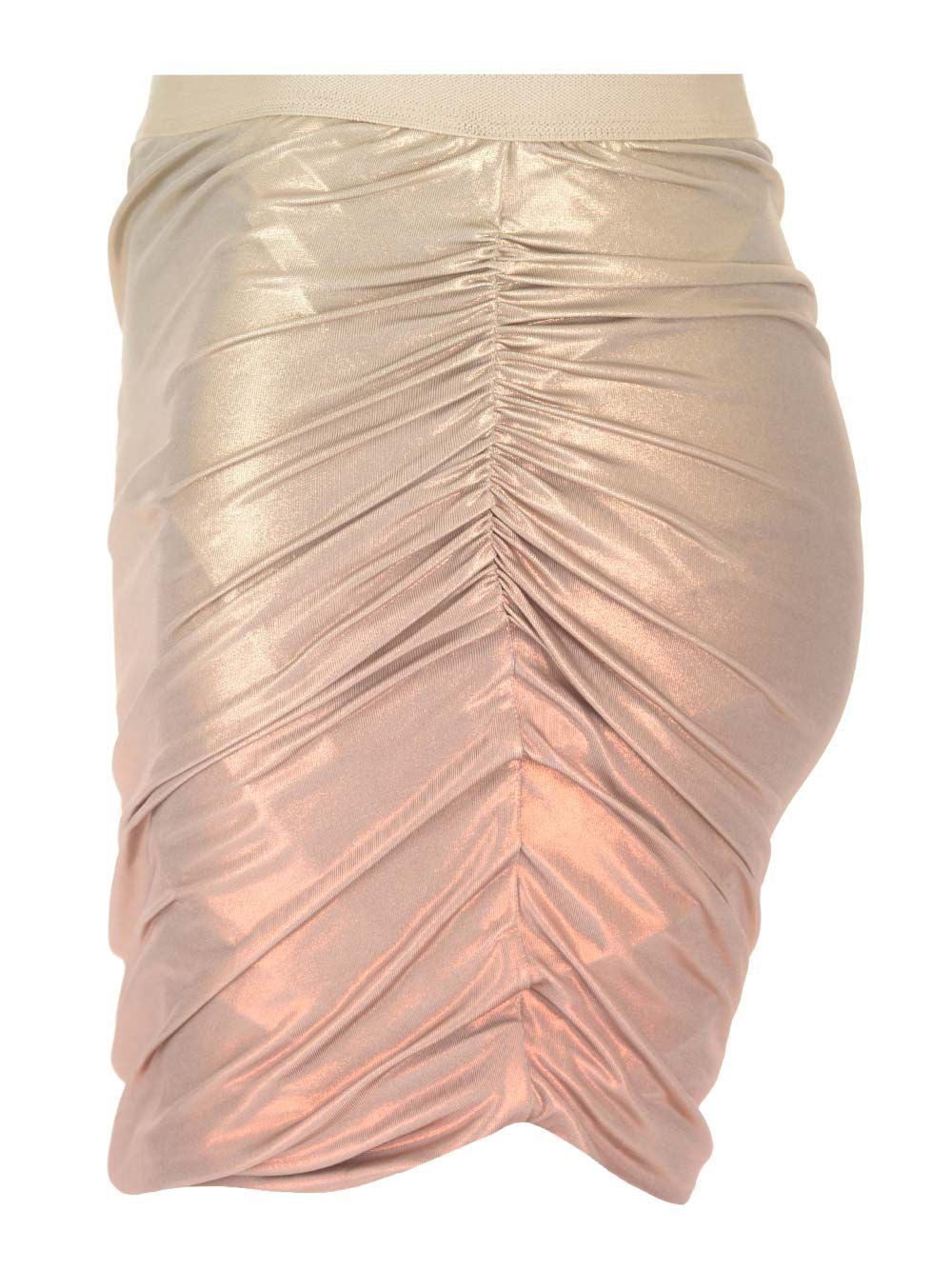 Rick Owens Lilies Metallic Stretch Viscose Miniskirt Gonne - Bianco | 617d853ea8921972fd196066ab5556be43d44522