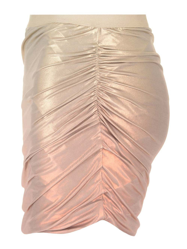 Rick Owens Lilies Metallic Stretch Viscose Miniskirt Gonne - Bianco | 617d853ea8921972fd196066ab5556be43d44522