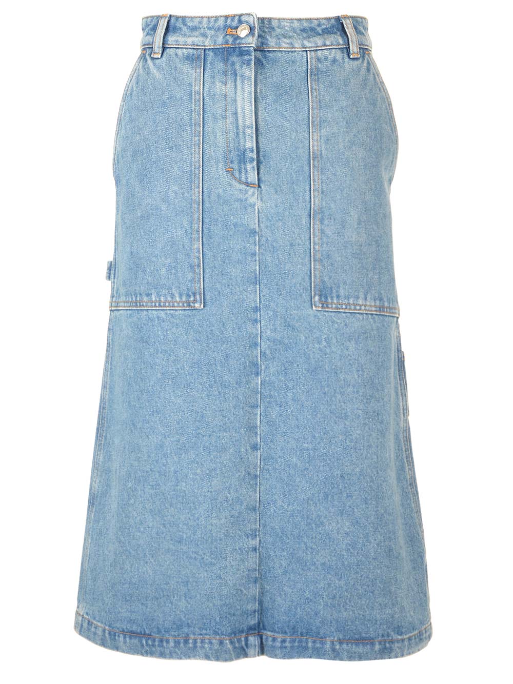 Maison KitsunÉ Denim Midi Skirt Gonne - Blu | 3bf95f3e1a68924764802a12b171526876baae24