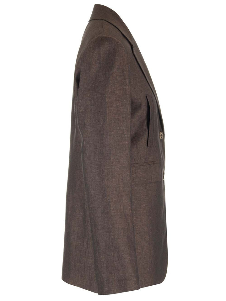 Loewe Linen Single-Breasted Tailored Jacket Giacche - Marrone | 3beb9025552e58ec4f8c65e47f2a1985ad269988