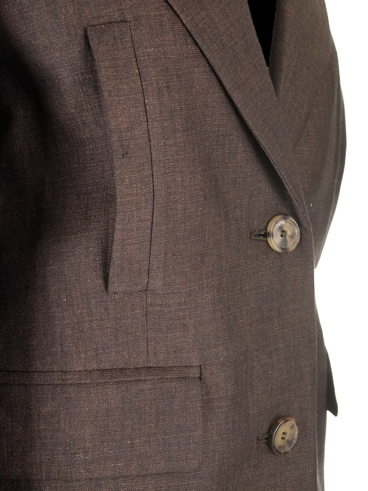 Loewe Linen Single-Breasted Tailored Jacket Giacche - Marrone | 9c2aad1374d73dc10e24c2c6ea1f50d606f67cf9