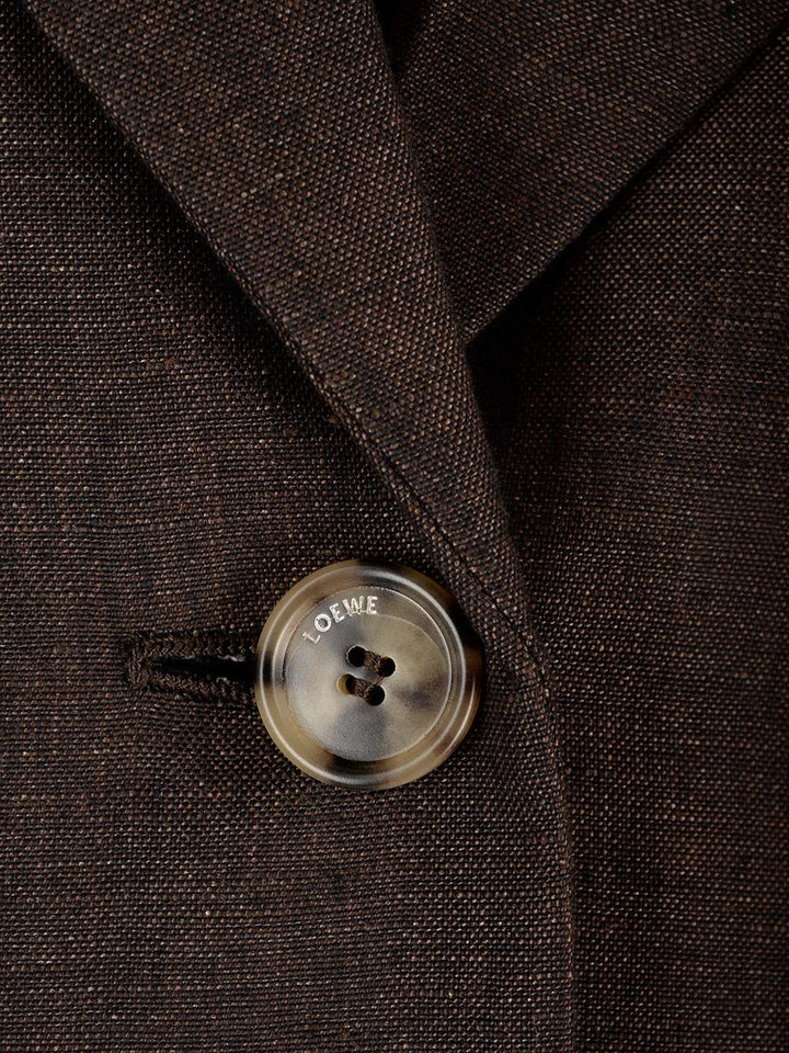 Loewe Linen Single-Breasted Tailored Jacket Giacche - Marrone | 4c661b4827e5b201af9ff84744c6c3ef0c16ac83