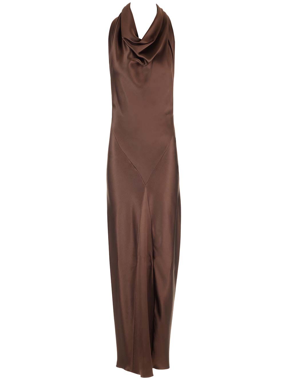 Loewe Long Scarf Dress In Silk Satin Abiti - Marrone | 3c396057d41fd60b93c9caf2ba01dad7c3bc7929