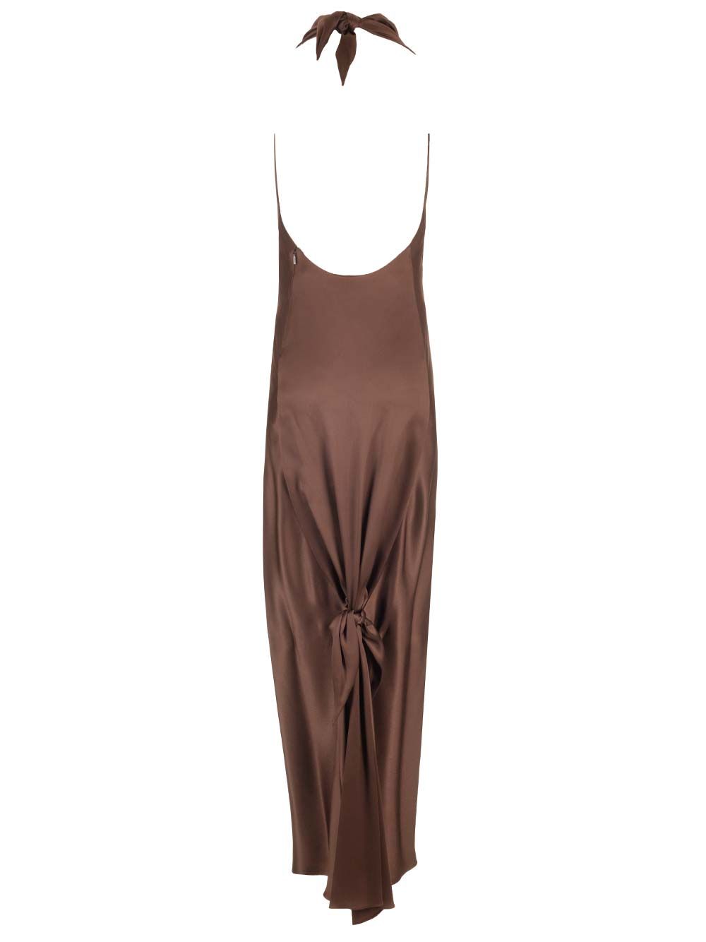 Loewe Long Scarf Dress In Silk Satin Abiti - Marrone | 4c857348f192faa5efdeda5f060f6726ad6ea007