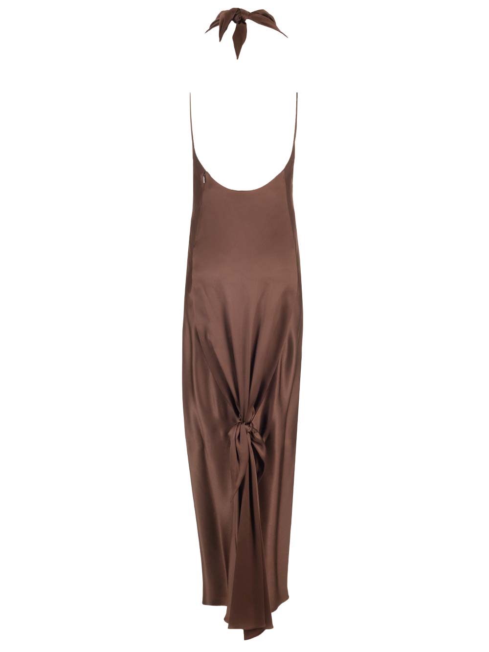 Loewe Long Scarf Dress In Silk Satin Abiti - Marrone | 89b76ecba21ecec95037a310a1f6ff7b27d70542