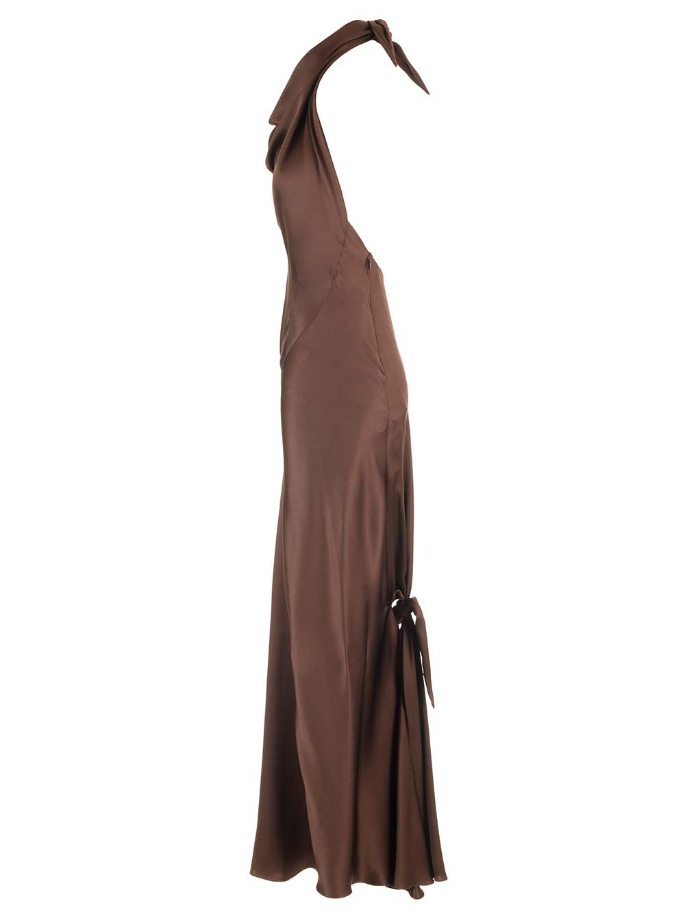 Loewe Long Scarf Dress In Silk Satin Abiti - Marrone | 91757c86c2f22a9c3a14b7e1e71d8877fe818c89