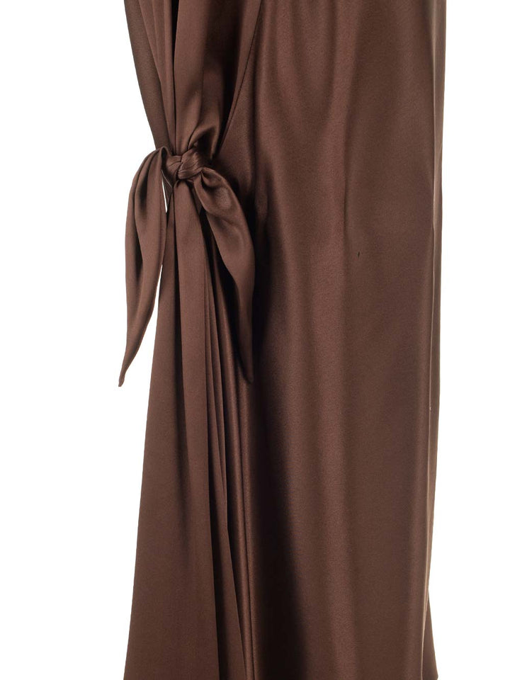 Loewe Long Scarf Dress In Silk Satin Abiti - Marrone | 81fe68d7e32486e7a12024fd10909a8575babb56