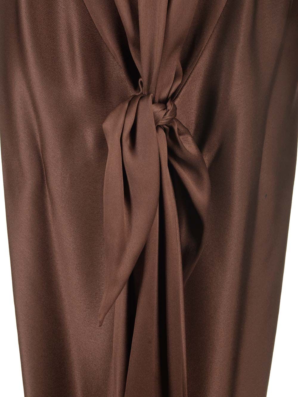 Loewe Long Scarf Dress In Silk Satin Abiti - Marrone | e3bb094033108f00f8bdeb8cc797159af8904d9c