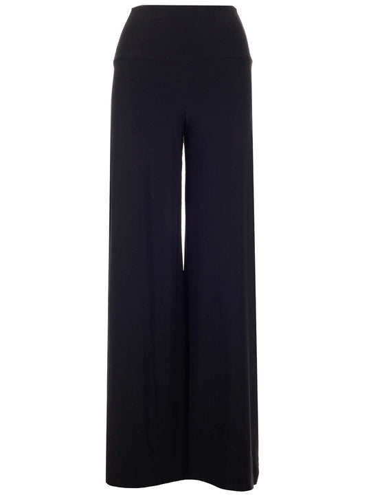 Black Jersey Wide Leg Trousers Nero