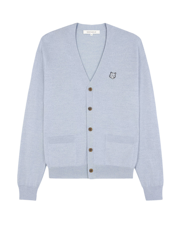 Cardigan in lana con patch Fox frontale
