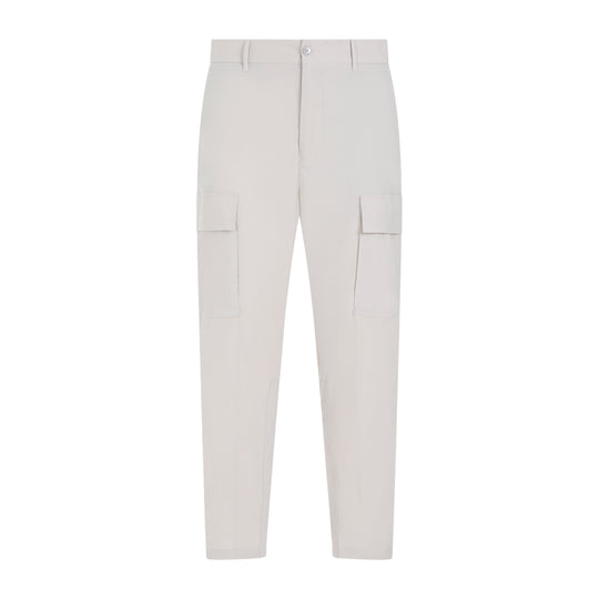 Beige Cargo Cotton Trousers