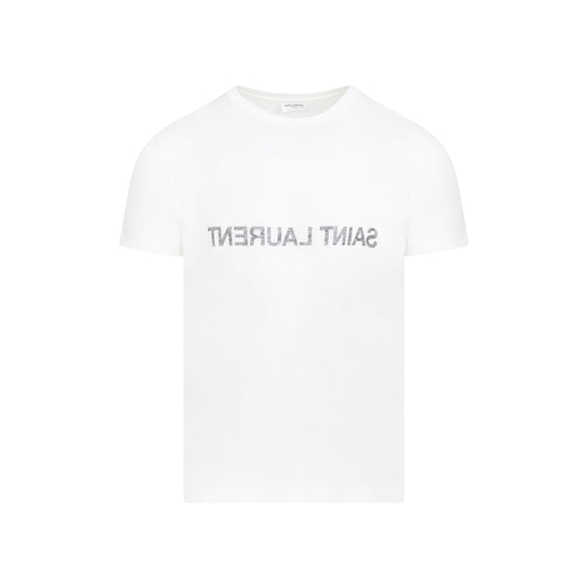 White Cotton Reverse Logo T-Shirt