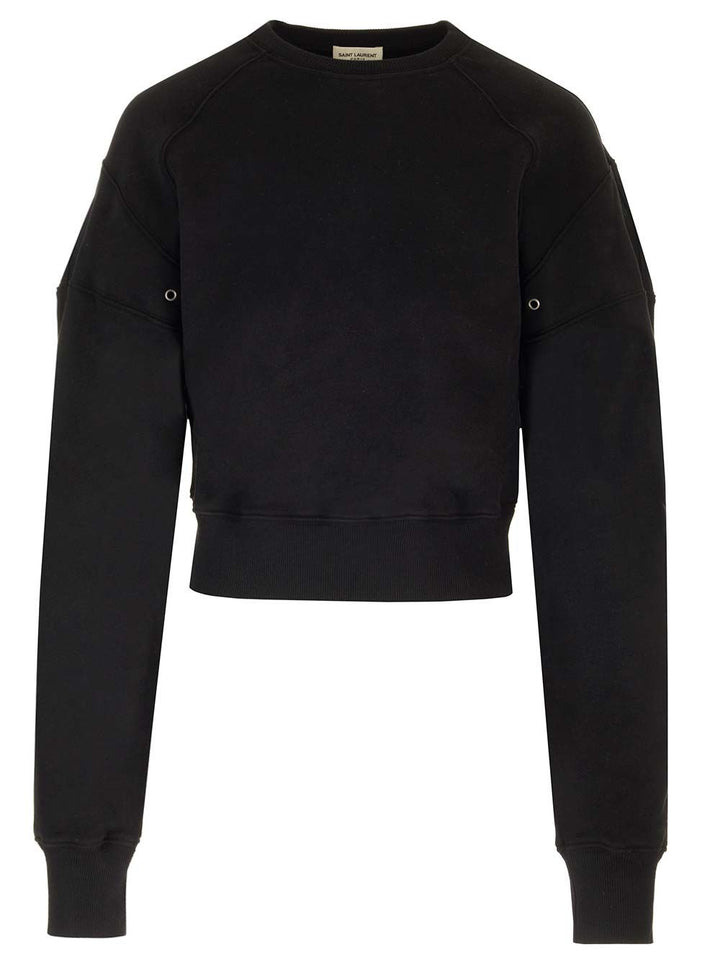 Saint Laurent Cropped Sweatshirt Knitwear - Nero | 6d7540aa7509107a9b400d4920699a447dc97d57