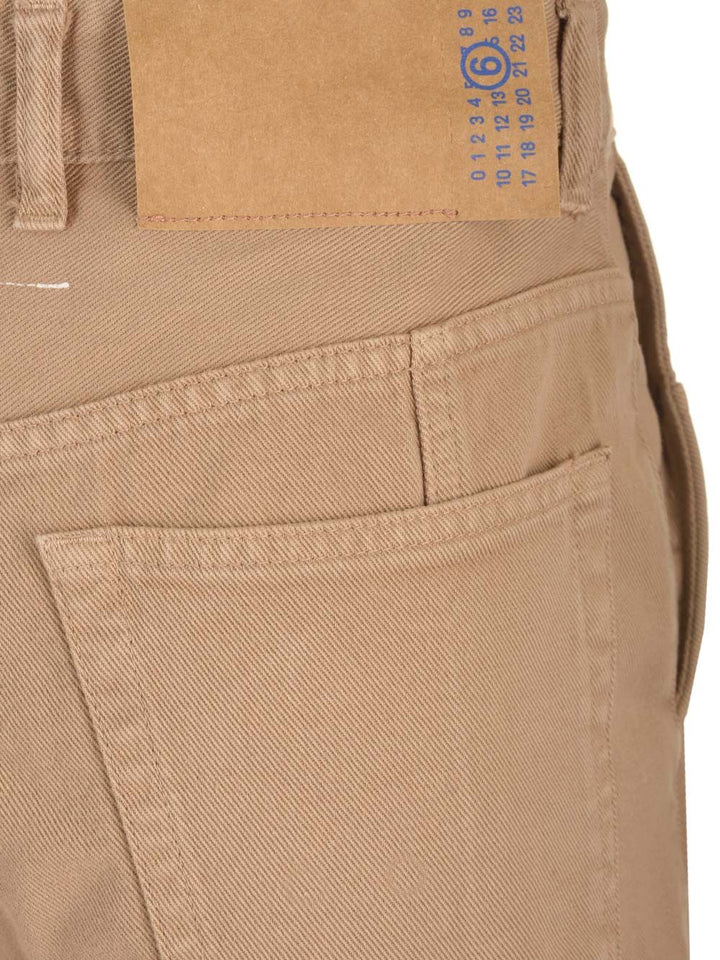 Mm6 Maison Margiela In Cotton Twill Trousers - Beige | 22bbed2578e5ae38e4e3ef5ef86b46673da3f1b7
