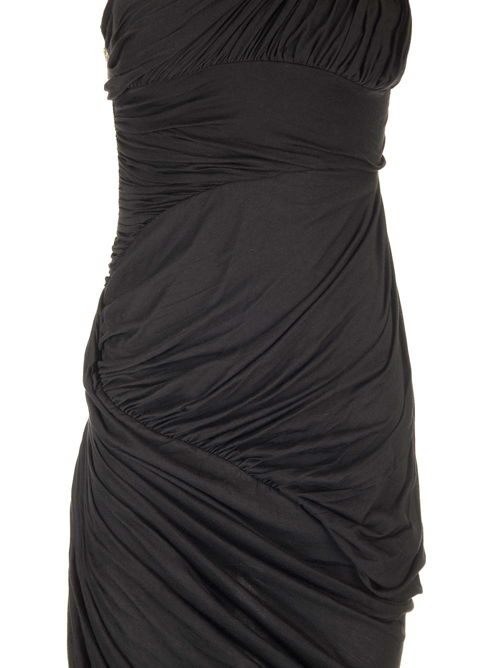 Rick Owens Draped Jersey Midi Dress Abiti - Nero | 77e529ee9e558ee89f44e60dc10c8d36fca96b7e