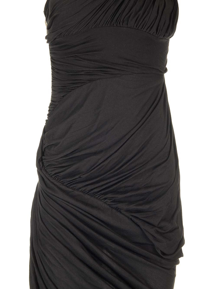 Rick Owens Draped Jersey Midi Dress Abiti - Nero | 77e529ee9e558ee89f44e60dc10c8d36fca96b7e