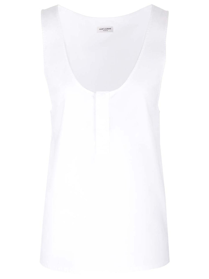 Saint Laurent Henley Top - Bianco | 5b356fac022e645184556e92c837ef0a5cf96c80