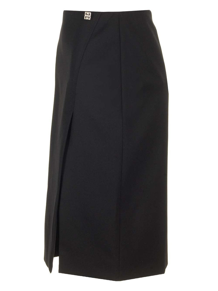 Givenchy Wool Midi Skirt Gonne - Nero | 802aa9f25b4cc04815b6525ddb8881a542e6d5fa